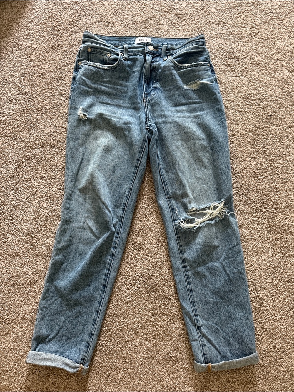 pistola Light Blue Distressed Boyfriend Jeans